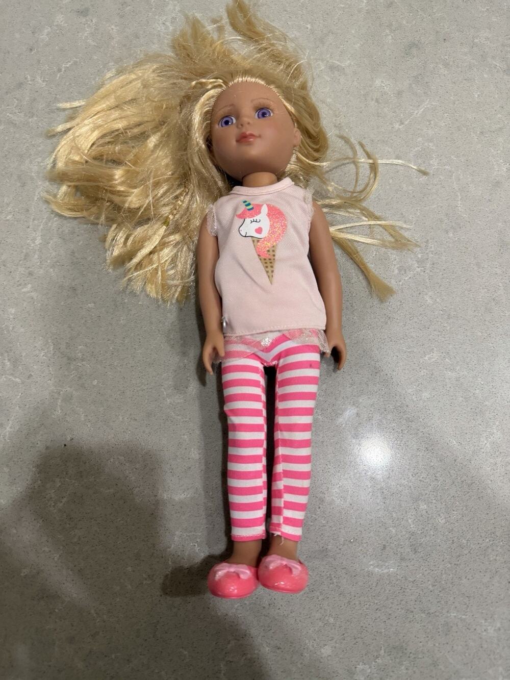 Glitter Girls 14-Inch Fashion Doll Blonde Hair Purpl Eyes Pink Tunic Leggings ..